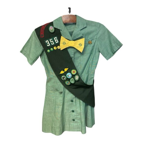 Vtg 60s Girl Scouts Uniform Dress Size 7 - Picture 1 of 16